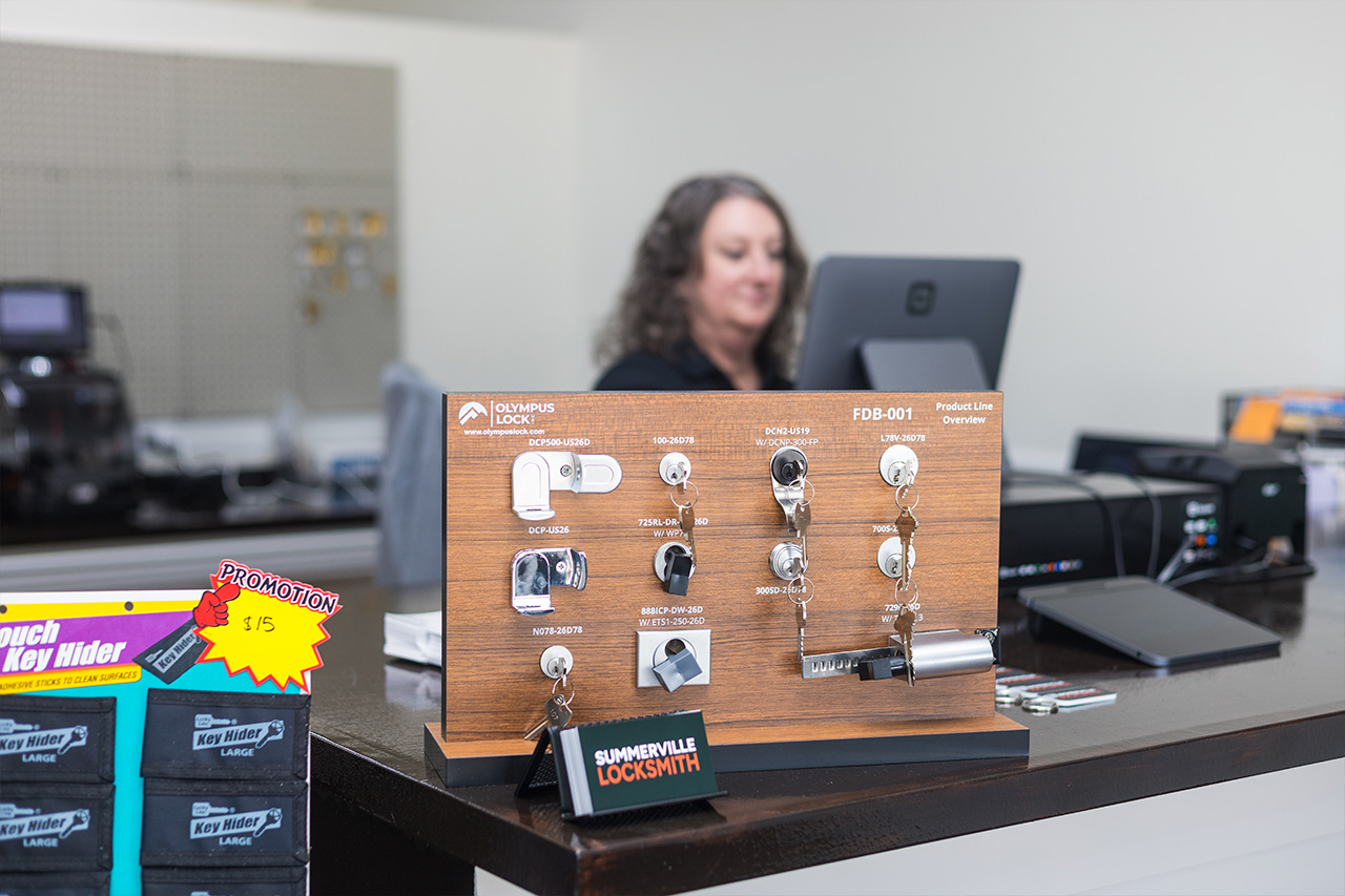 Summerville Locksmith Store Full Lock Display in store