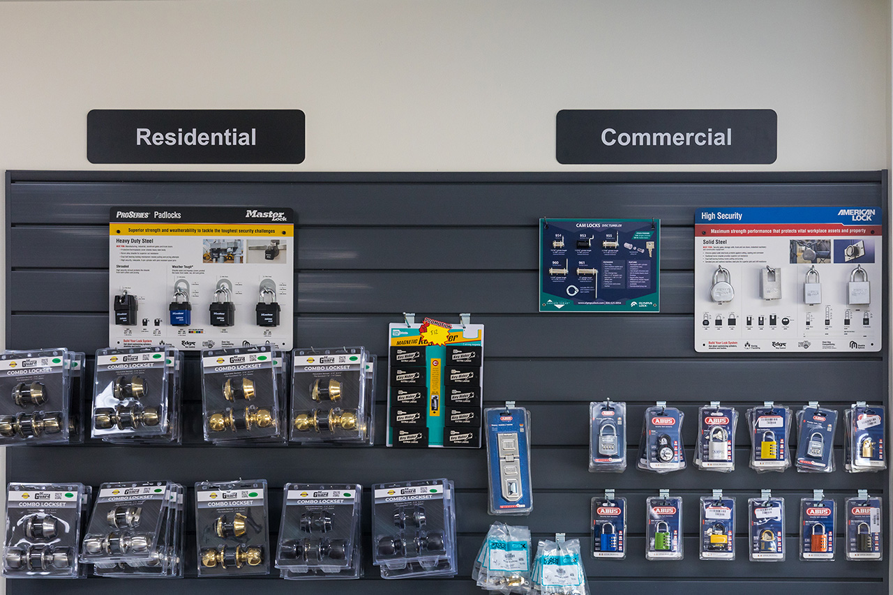 Summerville Locksmith Store inside displaying locks